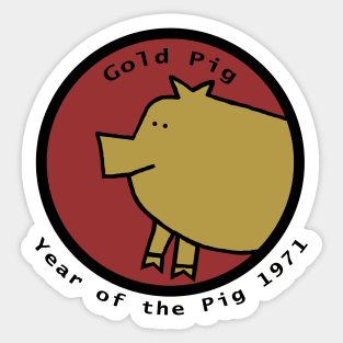 Year of the Gold Pig 1971 Sticker